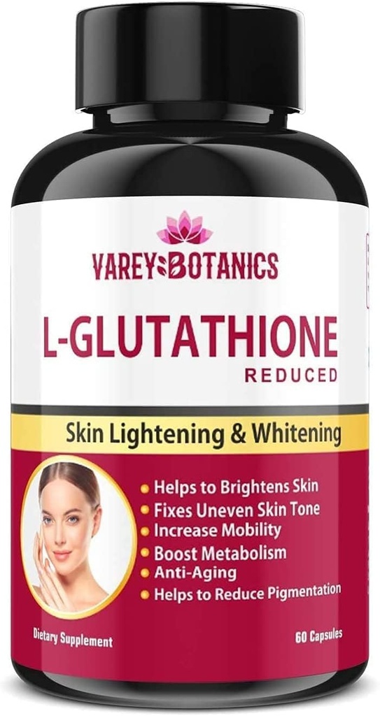 SPEC VAREY BOTANICS L-glutathione huid bleken en verlichting Capsules met vitamine C & E, biotine en druivenzaad Extract-1000 mg-voor mannen en vrouwen - 60 capsules