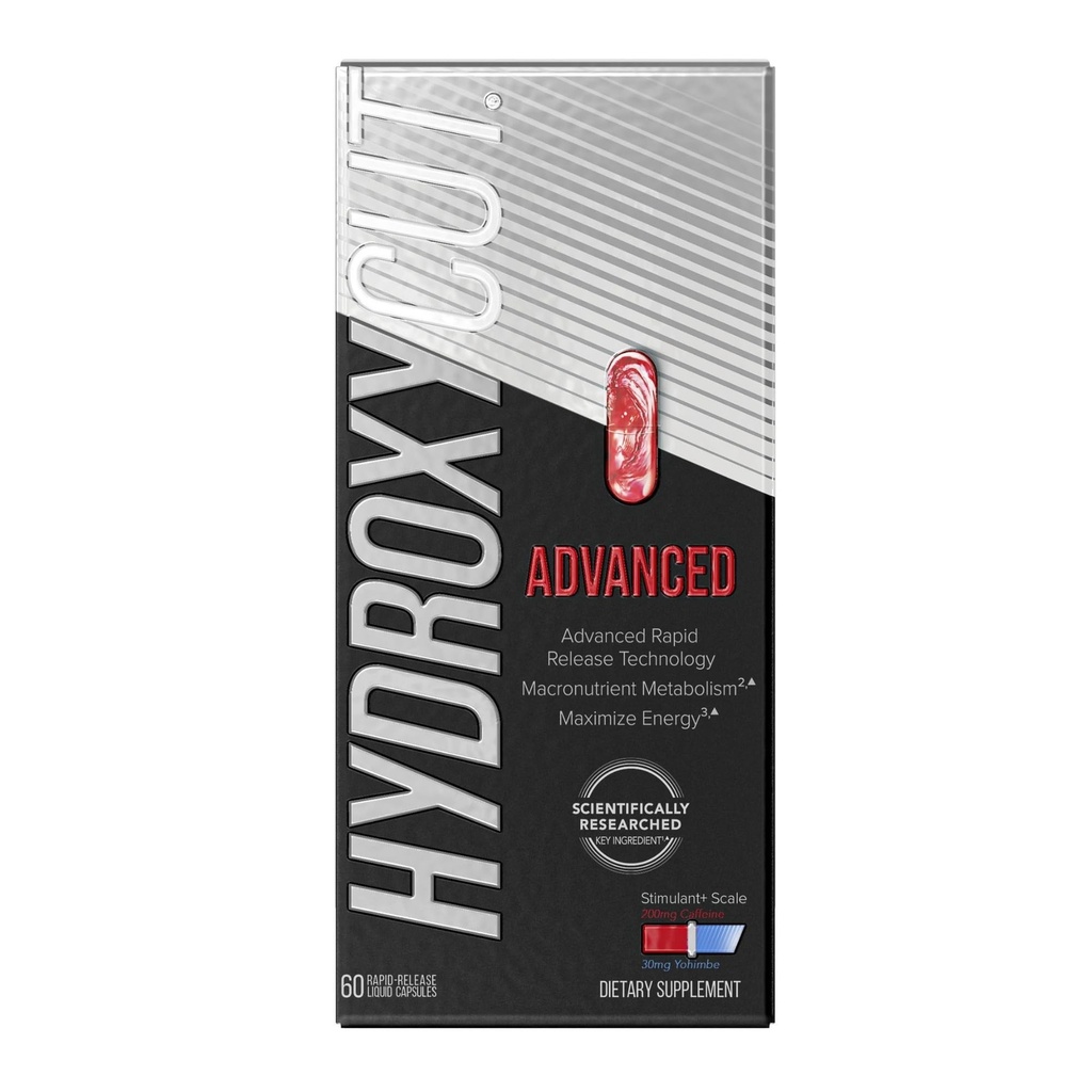 Hydroxycut Advanced - Thermogene supplement - Metabolisme en energie-ondersteuning voor mannen en vrouwen - C. Canephora Robusta, Yohimbe Extract & 200 mg Cafeïne - snelle afgifte vloeibare capsules - 60 capsules