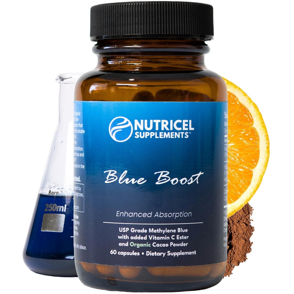 Nutricel Methyleen Blue Capsules - Pharmaceutical Grade Supplement - Trusted Made in America Merk - 12mg (USP Reference Compliant) met Vitamine C Ester Enhanced Absorptie - Third Party Tested (60ct)