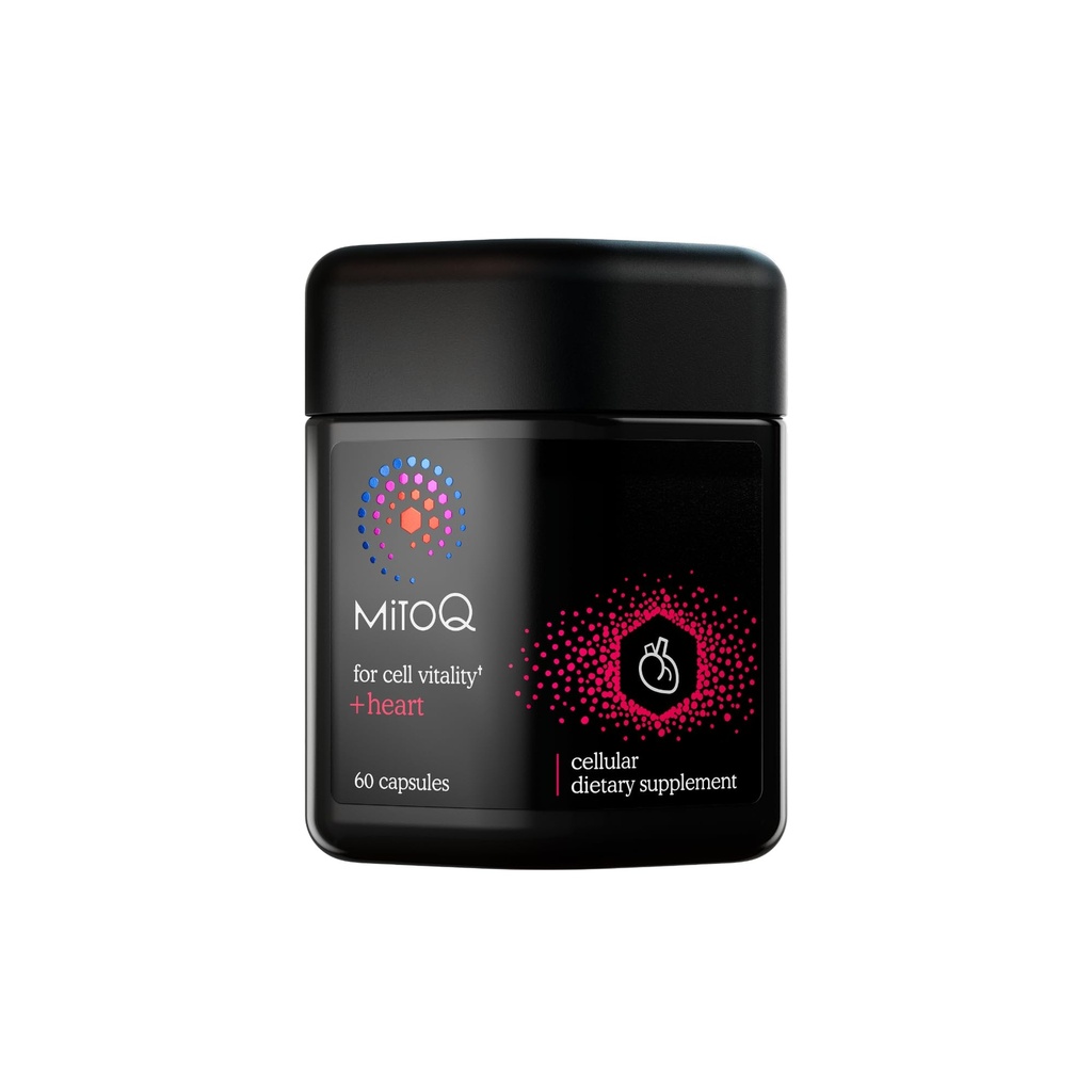 MitoQ +Heart Premium CoQ10 Antioxydant - Contient Mitoquinol Mésylate, Magnésium, L-Carnitine et Vitamine D3 - Soutient la santé cardiovasculaire et circulatoire, et la vitalité cellulaire (60 capsules)