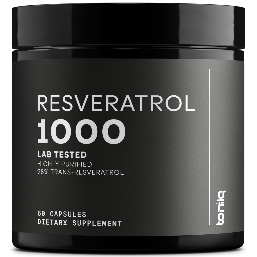 Ultra High Potency Third-Party Tested Trans Resveratrol 1000mg - 98% Pure, hoog gezuiverd en biologisch beschikbaar - Resveratrol Polygonum Root Extract - 60 Capsules