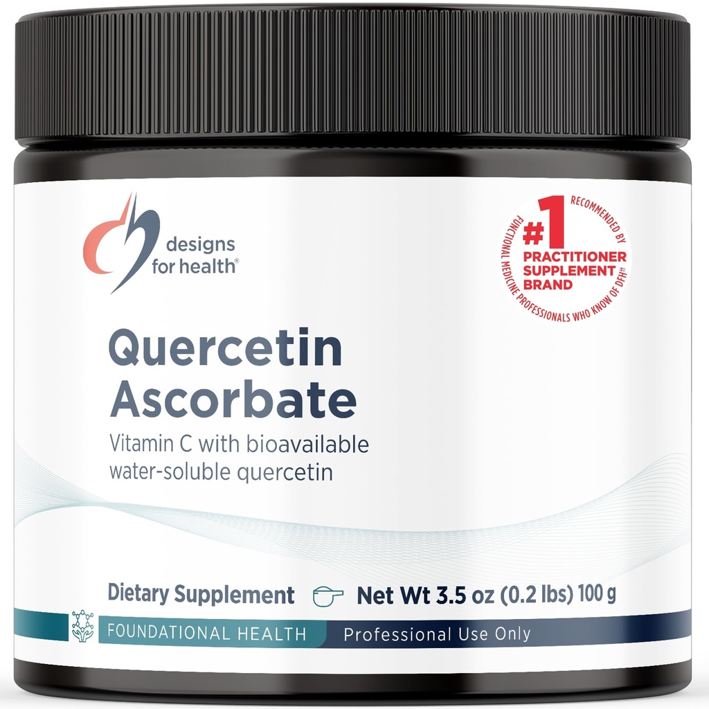 Designs for Health Quercetin-Ascorbate Powder - 240mg QuerceSOLTM Supplement - Vitamine C om te helpen ondersteunen Normale Histamine Response - Easy Drink Add-in, Vegan (77 Servings / 100g)