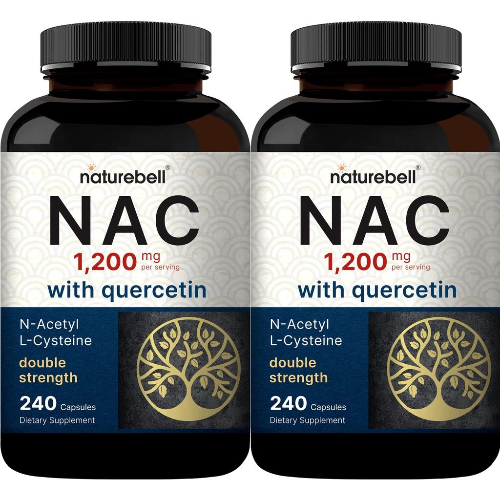 2 verpakkingen NAC-supplement (N-Acetyl Cysteine) met quercetine, 1.200 mg per portie, 480 capsules 