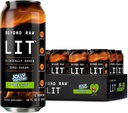 Voorbij Raw LIT Klaar om te drinken pre workout, Jolly Rancher Green Apple, voor energie, focus, intensiteit en pompen, met stikstofoxide Boost, Zero Sugar, 250 mg cafeïne met Beta Alanine, 12 blikken