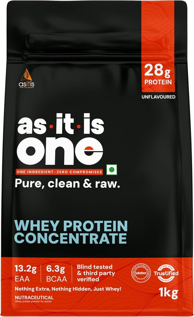 AS-IT-IS Nutrition Whey Protein Concentrate 80% - 1kg/35.2 Oz Cross-flow Microfiltered 