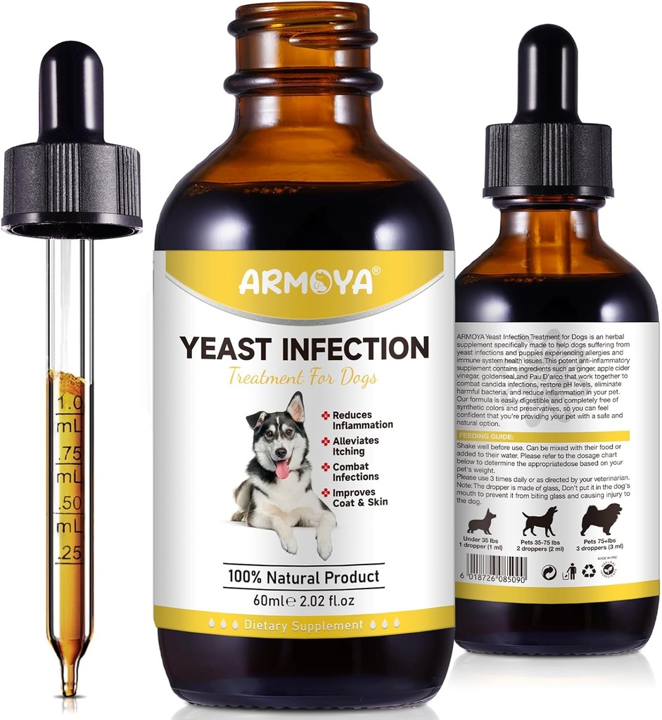 Natuurlijke Gistinfectie behandeling voor honden - helpt bij het ondersteunen van jeuk verlichting - ontsteking verlichting & meer - Hond Gistinfectie behandeling - Hondenoor infectie behandeling - Honden Allergie 2 Oz