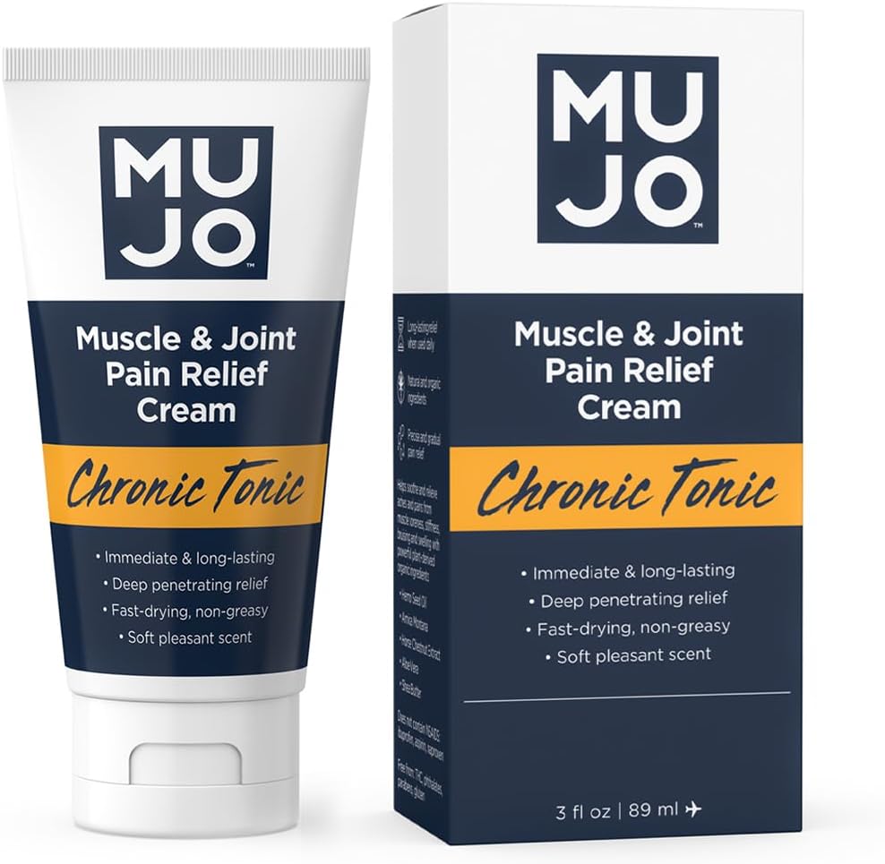 MUJO Crème de soulagement des muscles toniques chroniques et de la douleur articulaire - Ingrédients organiques à action rapide et à longue durée - Pénétration profonde pour l'arthrite et les sprains - 3 fl oz