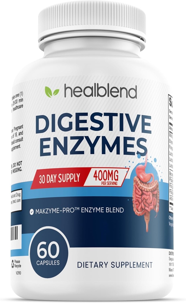 healblend Digestive Health Enzyme Blend Supplement: Advanced Enzyme with Probiotics - 60 Capsules (1)
