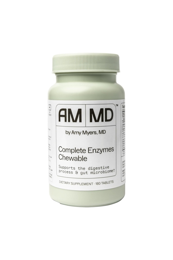 Amy Myers MD Enzymes digestifs Chewable – Complete Enzymes Support Gut, Reflux acide, Gaz, Bloating, Exposition au gluten – Amylase, Lipase, Lactase, Alkaline, Protase, Sucrase + Plus – 180 Comprimés