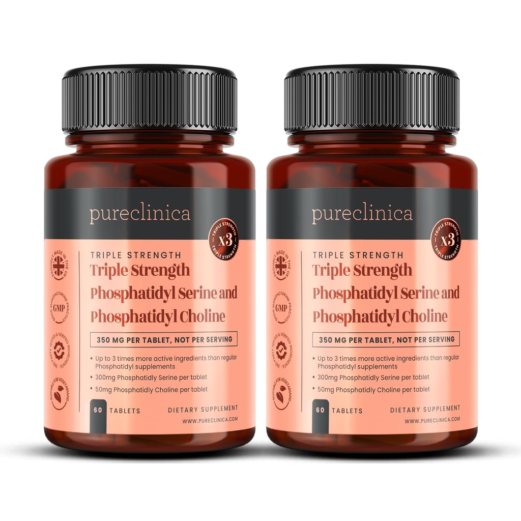 Triple Strength Fosfatydyl Serine en Fosfatidyl Choline x 120 tabletten (2 flessen van 60 tabletten)