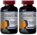Catalase Anti Gray - grijze haaroplossing voor mannen en vrouwen - Anti grijs haarsupplementen Vitamines - Biologische natuurlijke haarkleur voor grijs haar dekking - Haarproducten voor vrouwen - 2 flessen 120 capsules
