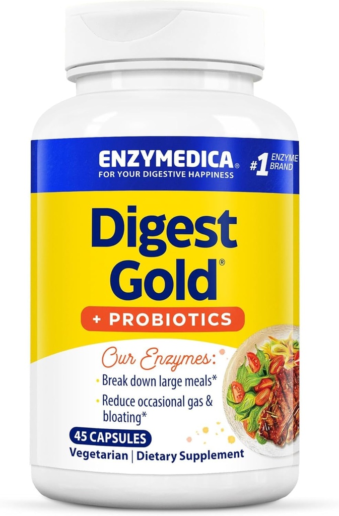 Enzymedica Digest Gold + Probiotica, 2-in-1 Formule voor Gut Health, Digestieve Enzymen & 1 Miljard Actieve Probiotische Culturen, 45 Tellen