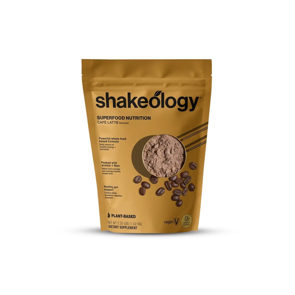 Shakeology 0g Toegevoegd Suiker Plant Gebaseerd Proteïne Poeder Blend, Glutenvrije Shake met vitamines en mineralen Helpt ondersteuning Gezond gewichtsverlies, Lean Muscle, Gut Health, Cafe Latte, 30 porties