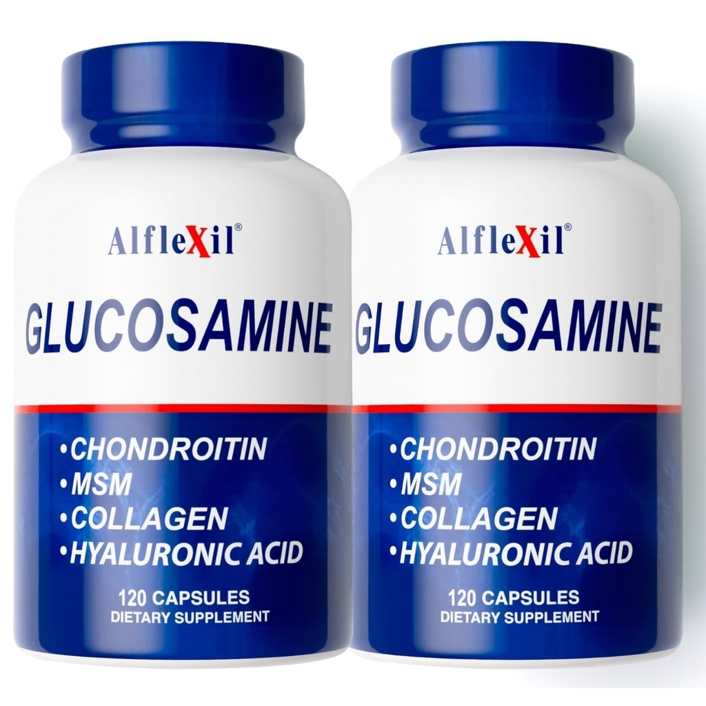 Premium Glucosamine & Chondroitin Nutritional Supplement - Gezond Joint, Bone & Knee Support - Rijk aan MSM & Collageen - Biologische Natuurlijke Ingrediënten - Made in USA - 120 Capsules 2 Pack
