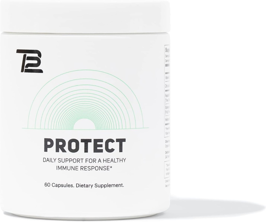 TB12 Protect - Premium 5 in 1 Immuun Ondersteuning Supplement met Zink, Vitamine C, Beta Glucan, Larch Tree Extract, en Vlierbes om dagelijkse ondersteuning te bieden aan het immuunsysteem en Boost energieniveaus