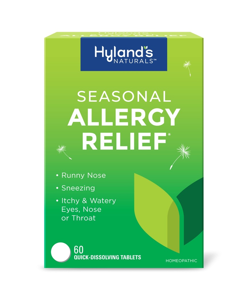 Hyland's Indoor and Outdoor, Non Drowsy Seizoengebonden Allergie Relief Pillen, Voor niezen, Runny Neus, Itchy en Watery Ogen, Neus of Keel, Veilig en Natuurlijke, Quick Dissolving Tablets, 60 Tellen