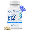 L-methylfolaat + B12 Methylcobalamine Blend 7,5 mg - 60 capsules - Active Folic Acid & Methylated B12-5-MTHF & B12 Supplement for Men & Women - Non GMO, Glutenfree, No Fillers