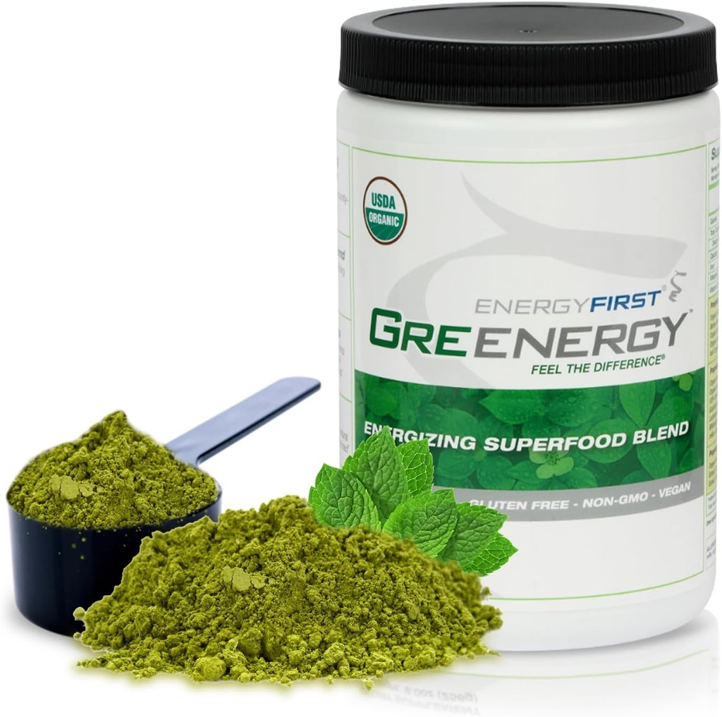 EnergyFirst Energize and Detoxify Greenergy Organic Superfood Powder - Vegan, Gluten-Free, Sugar-Free, Non-GMO - 30 Servings for Daily Energy & Immunity Boost!
