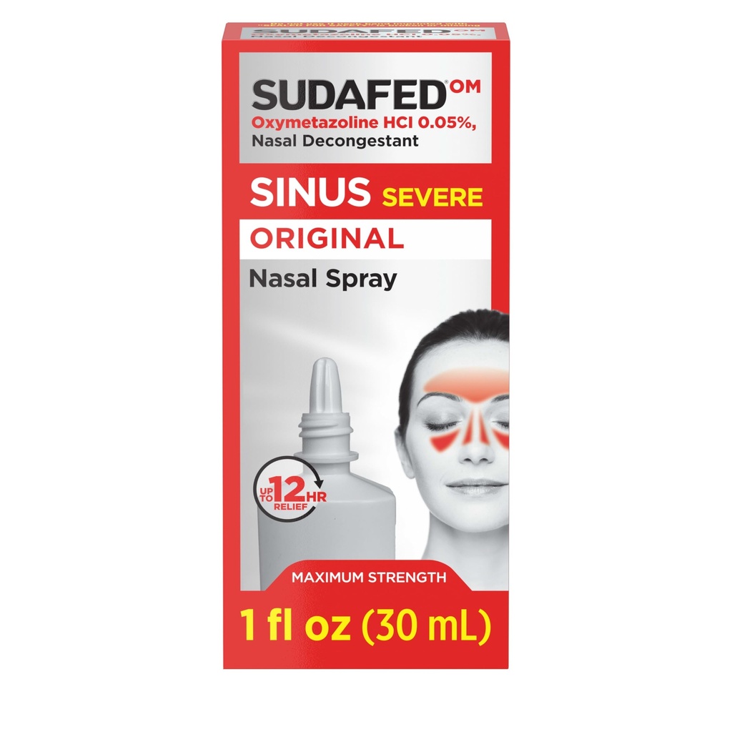 Sudafed Sinus Severe Original Nasal Spray, 12 uur Neusspray Decongestant voor snelle, krachtige congestie verlichting als gevolg van verkoudheid of allergieën, Oxymetazoline HCl .05% Neusspray, 1 fl. oz