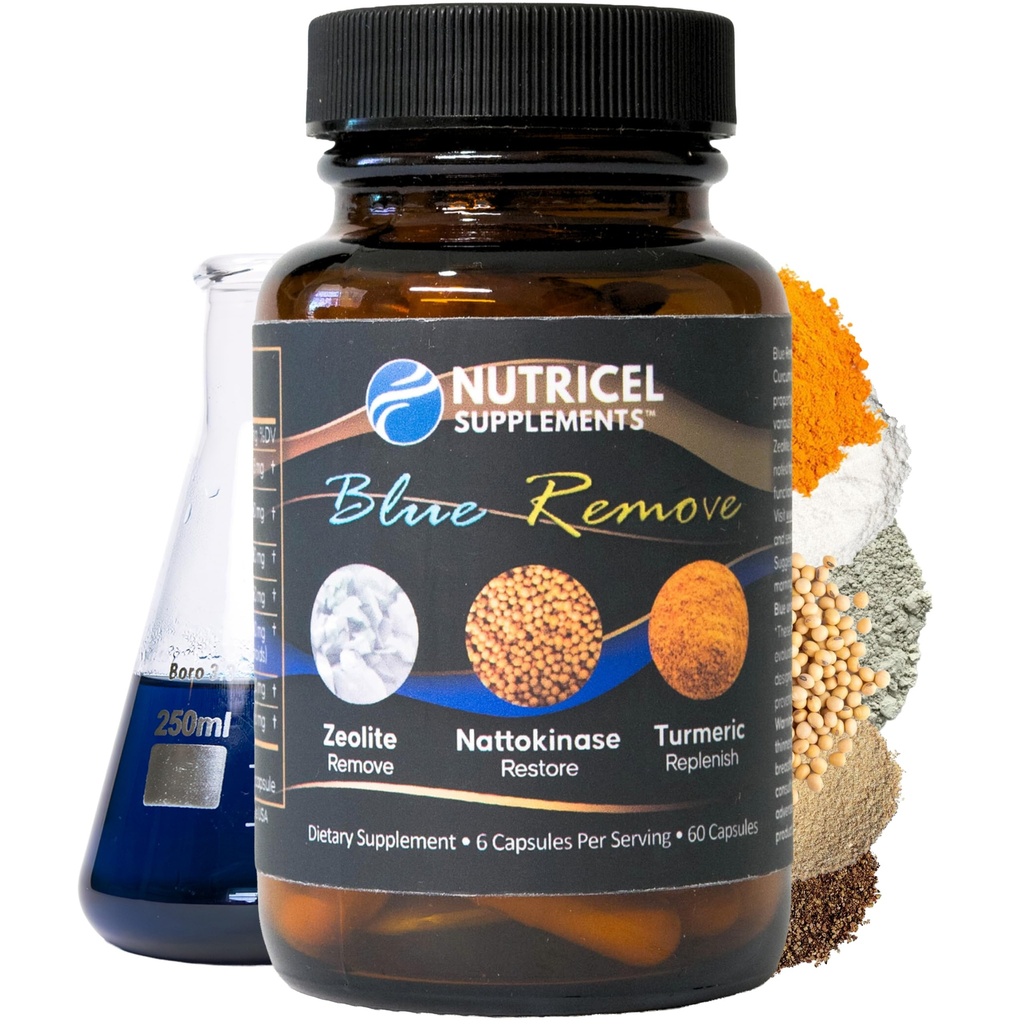 Capsules bleues de méthylène de nutrique avec zéolite micronisée, Nattokinase (non-OGM), Turmeric, Bromelain et NAC - Marque de confiance fabriquée en Amérique - 18mg (USP Reference Compliant) Tiers testé (60ct)