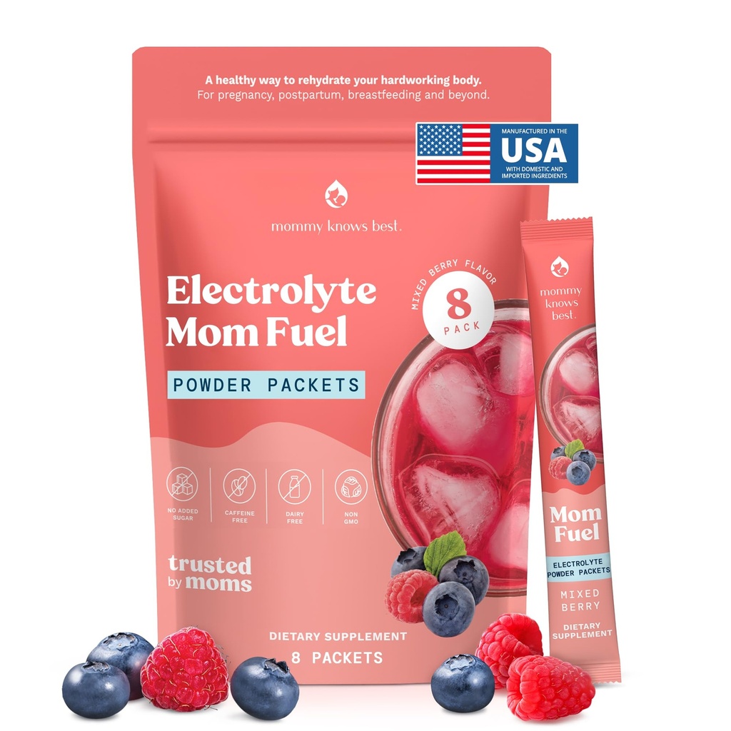Maman connaît le meilleur mélange de boissons électrolytiques pour maman, soutien à l'hydratation - pour la grossesse, prénatal, électrolytes + minéraux traces, supplément de boissons d'allaitement (8 comte)