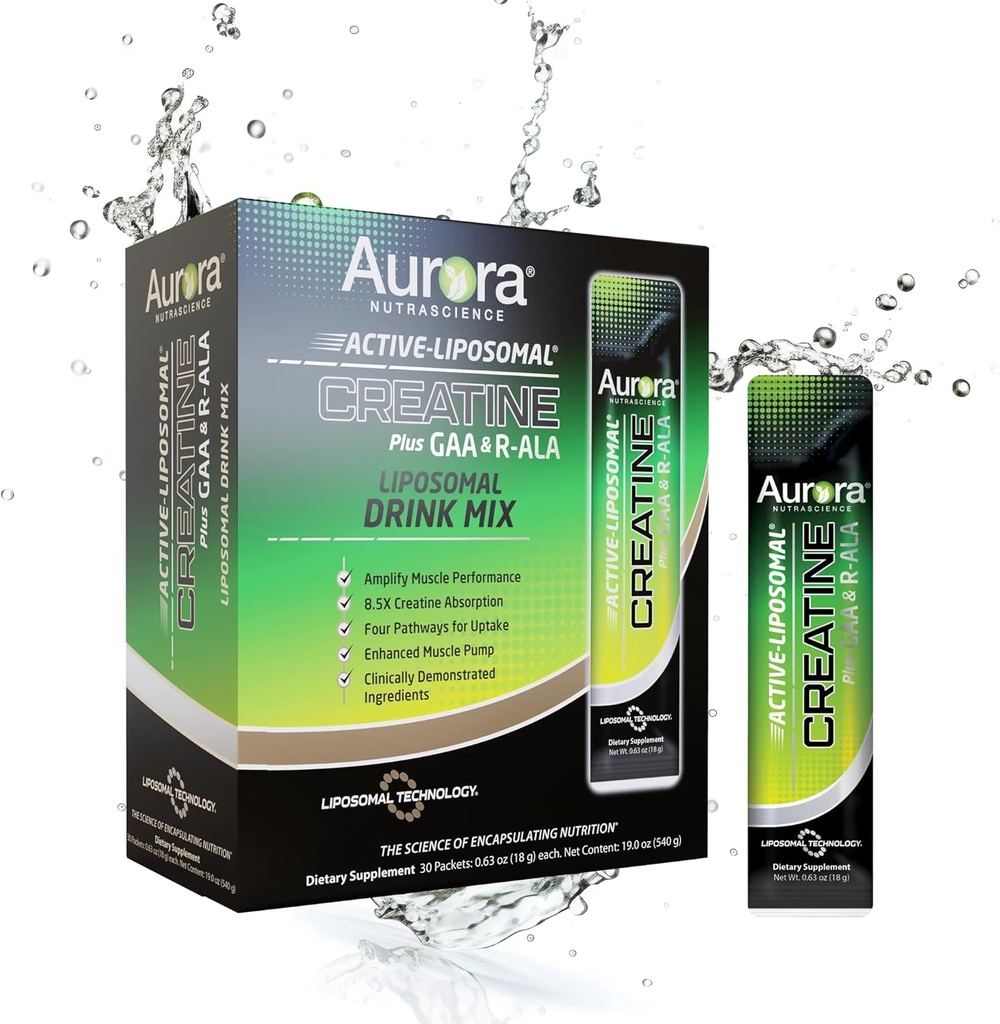 Aurora Nutrascience Active Liposomal®, Creatine Plus GAA & R-ALA, 30 paquets, 0,63 oz (18 g) Chacun