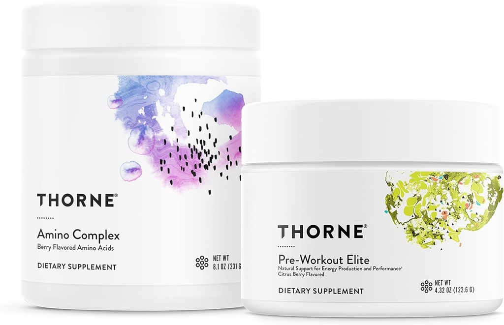 THORNE - Performance Boost Bundle: Pre-Workout & Amino Complex - Energy, Muscle, NSF Certified - 24-30 Servers