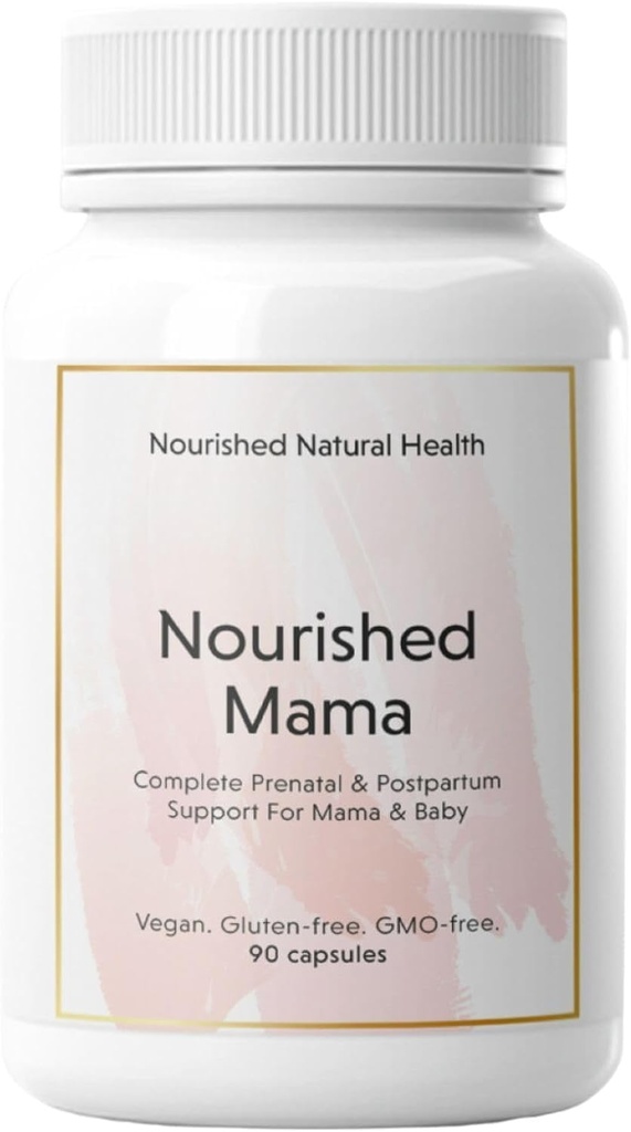 Mama nourrie Multivitamine prénatale - Multivitamine végane pour préconception, grossesse, postpartum et soutien à l'allaitement - Sans fer avec folate méthylé et haute dose Choline - 90 Capsules