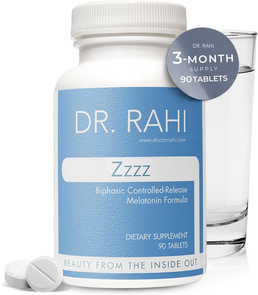 Dr. Rahi Melatonine 5 mg met Calcium en B6 slaaphulpsupplement, Made in USA, Melatonine 5 mg tabletten voor diepe slaap, kalme slaap, ontspannen slaap, natuurlijke slaaphulp voor volwassenen, Zzzz - Melatonine