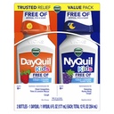 Vicks Kids DayQuil & NyQuil Cold & Cough Relief Liquid Co-pack, Exempte de colorants artificiels et de sucre, Multi-Symptômes Relief de Toux, Éternuement, Runny Nez, Mucus, et Congestion de poitrine, pour les 6+ ans, 2x6oz