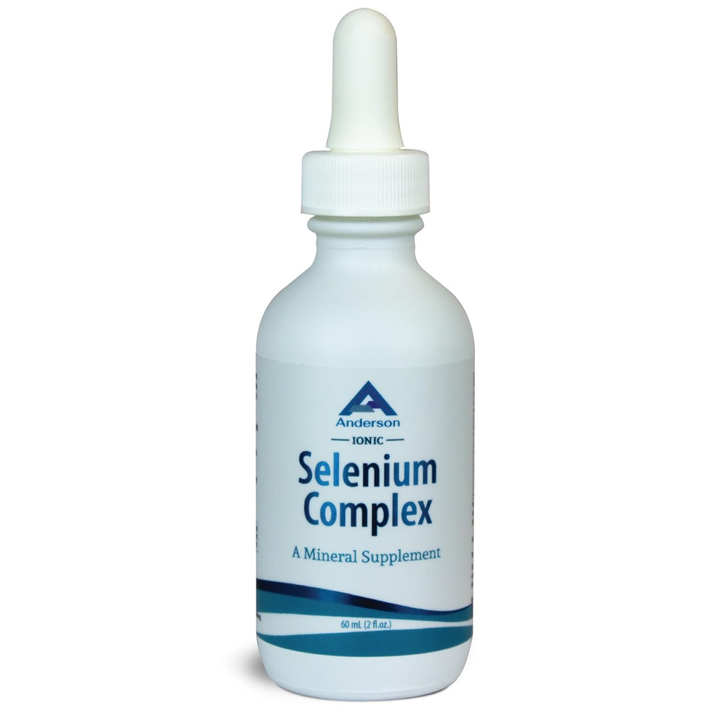 Anderson Ionic Selenium Complex, Liquid Selenium Supplement Drops, Ondersteunt Thyroid en Immune System, Antioxidant, Bestrijdt Vrije Radicalen, Mineraal Glasfles met Dropper, 40 Servings, 2 fl oz