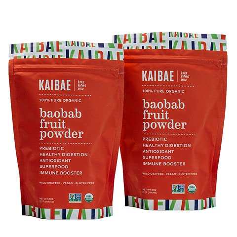 Premium Organic Baobab Powder | Prebiotic Fiber Superfood for Gut & Metabolic Health | Vitamin C + Polyphenols | Gluten-Free, Non-GMO, Vegan | 16 oz.