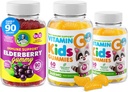 DR. MORITZ Vitamine C Gummies and Elderberry Gummies for Kids and Adults - Soutien immunitaire aux vitamines gommy à faible teneur en sucre pour les tout-petits - Supplément alimentaire pour enfants sans gélatine végétarienne