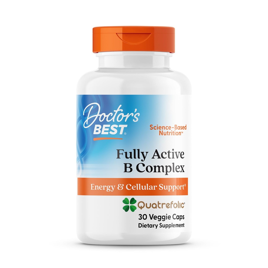 Artsen Beste volledig actieve B-complex, energie en celondersteuning, non-GMO, glutenvrij, sojavrij, veganistisch 30 veggiecaps