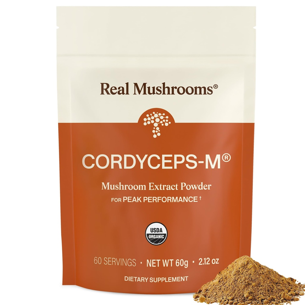Véritables champignons Cordyceps Poudre de champignons - Bio Cordyceps Poudre de champignons Soutien énergétique et bien-être - Riche en bêta Glucans - Non-OGM, Supplément végétalien, 60 portions