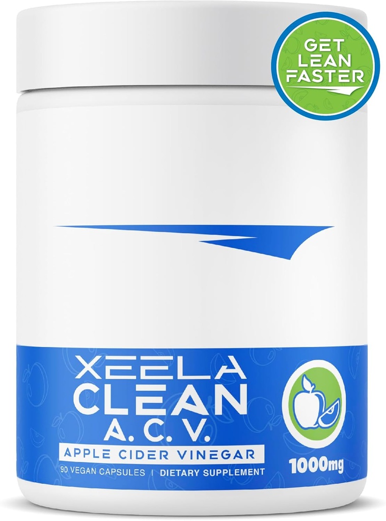XEELA Capsules de vinaigre de cidre de pomme avec la mère pour les hommes et les femmes - Apéritif et cravache + Gestion du poids pour obtenir maigre