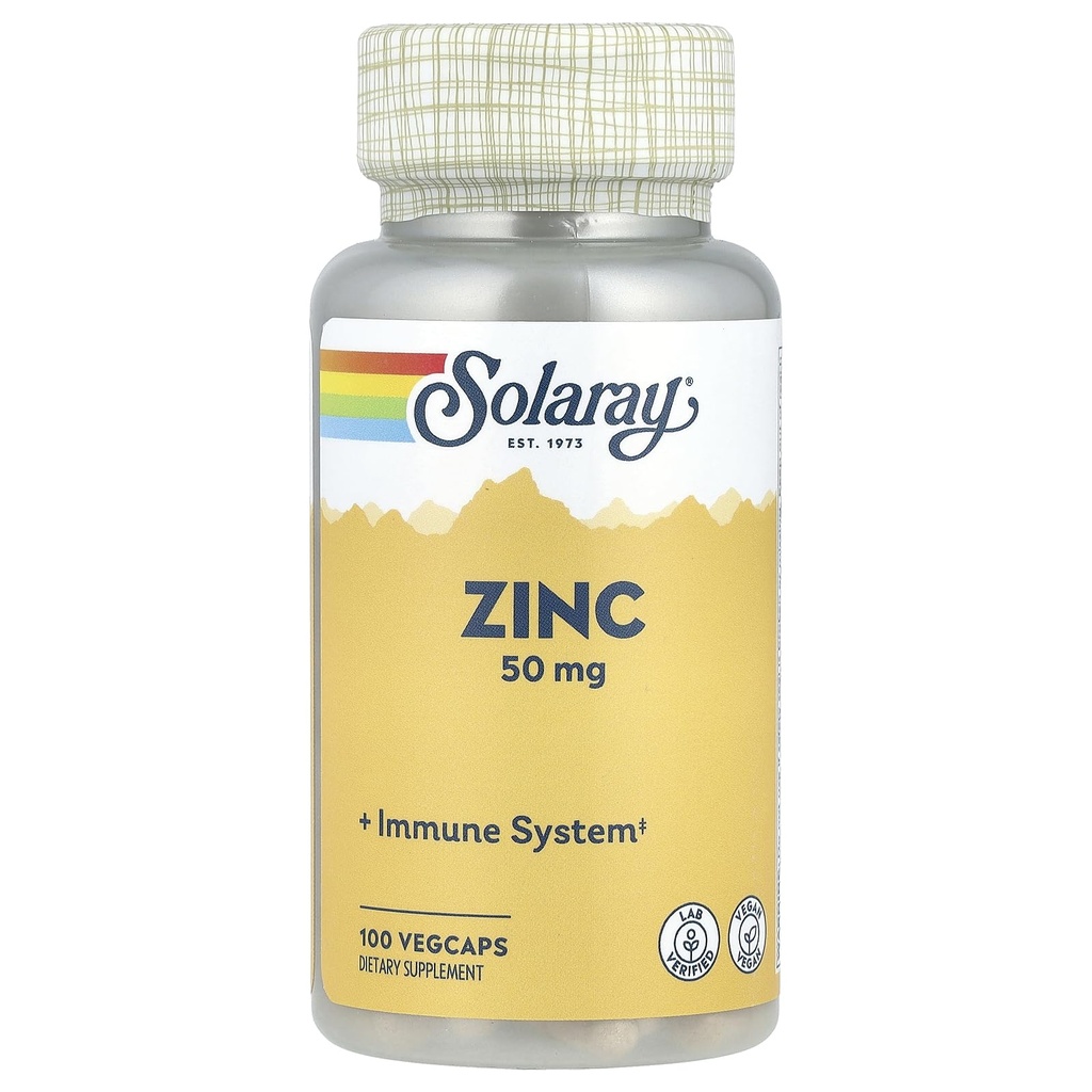 Solaray, Zink 50Mg, 100 Vegetarische Capsules