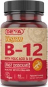 Deva Vegan Vitamine B12 Fast Solution Supplement - Once-Per-Day Complex met 1000 Mcg Methylcobalamine B12, Foliumzuur, B6 - Citroensmaak - 90 Oplosbare tabletten, 1-pack