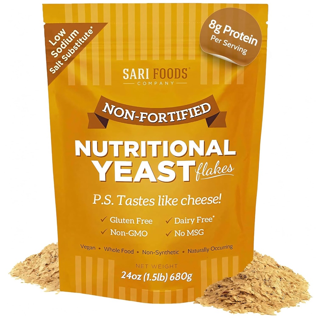 Flacons de levures alimentaires non enrichis, poudre de protéines à base d'aliments entiers, végétalien, sans gluten, vitamines B, bêta-glucanes et tous les acides aminés de 18 (24 oz.)