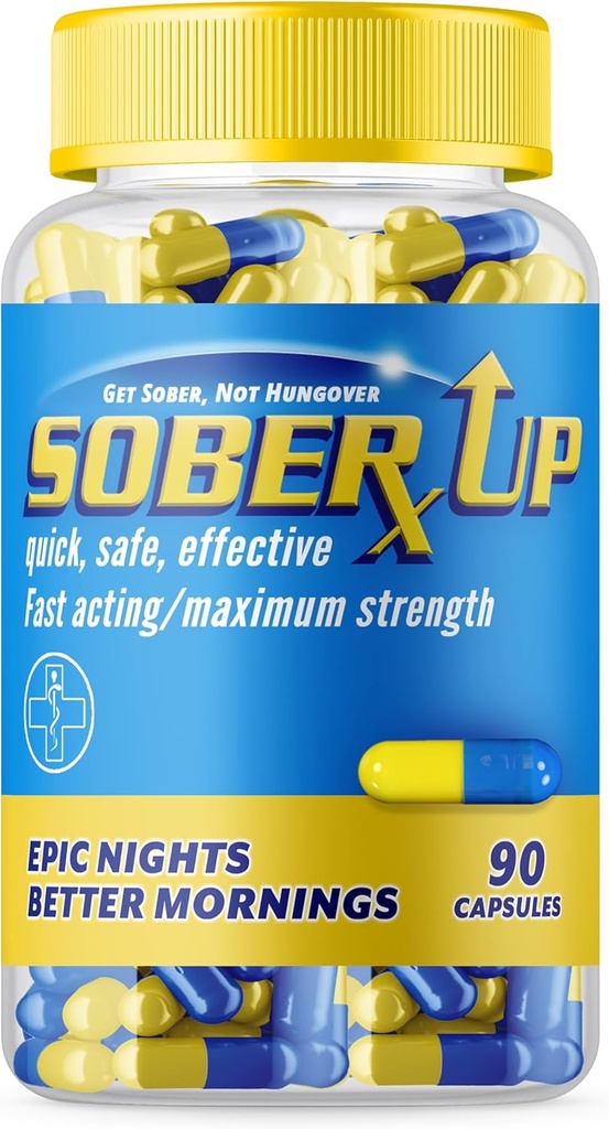 SOBER UP Maximale sterkte Remedie en snelle acting relief • Party Smart Pillen • Elke keer dat u vitaminesupplement w/DHM + Glutathion + Chlorella + L-Theanine (VS) drinkt