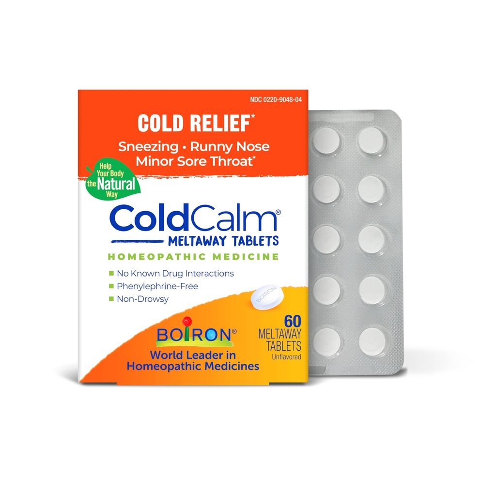 Boiron ColdCalm tabletten voor verlichting van algemene koude symptomen zoals niezen, Runny Neus, Sore Throat, en neuscongestie - Niet-Drowsy - 60 Tellen