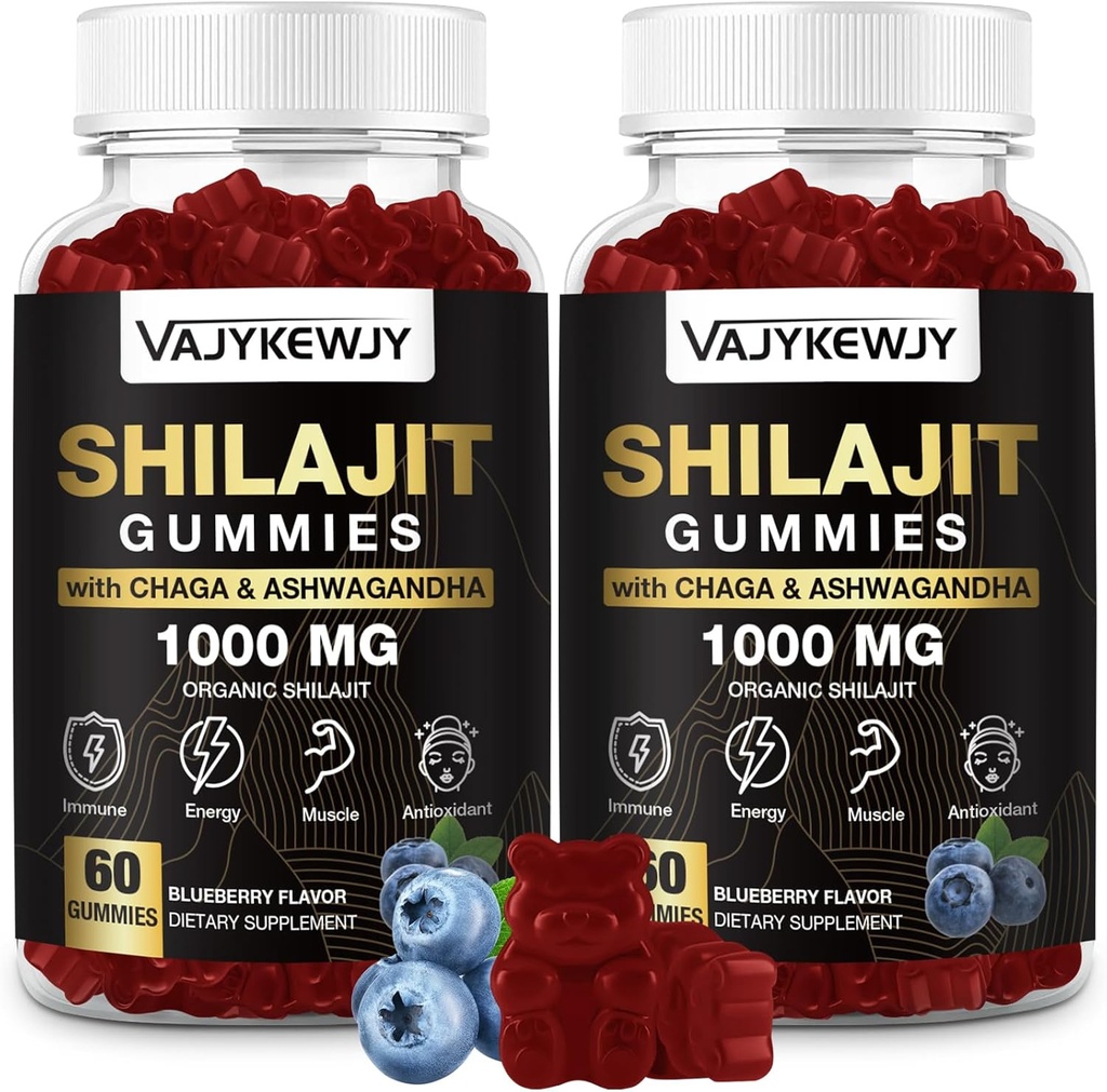 1000 MG Shilajit Gummies, Biologische Shilajit Gummies met 85+ Trace Minerals, Fulvic Acid, Shilajit for Men & Women, Shilajit Resin, Shilajit Himalaya Organic for Energy, Brain, Immunity, 120 Count