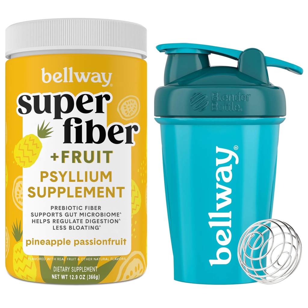 Bellway Super Fiber Poeder + Fruit, Ananas Passie Fruit Shaker Bottle Bundle
