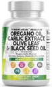 Clean Nutra Oregano Oil with Black Seed Oil Knoflook Olive Leaf Extract - Oil of Oregano Capsules Immune Support Carvacrol & Thymochinon Supplement for Women and Men + Vlierberry Vitamine D3 & Zink