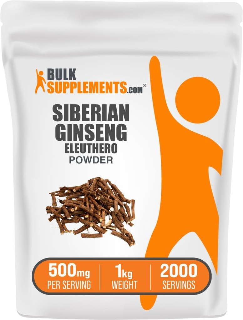 BulkSupplements.com Eleuthero Powder - Siberische Ginseng Powder, Eleutherococcus senticosus, Ginseng Herbal Supplement - Glutenvrij, 500mg per portie, 1kg (2,2 lbs) (pakket van 1)