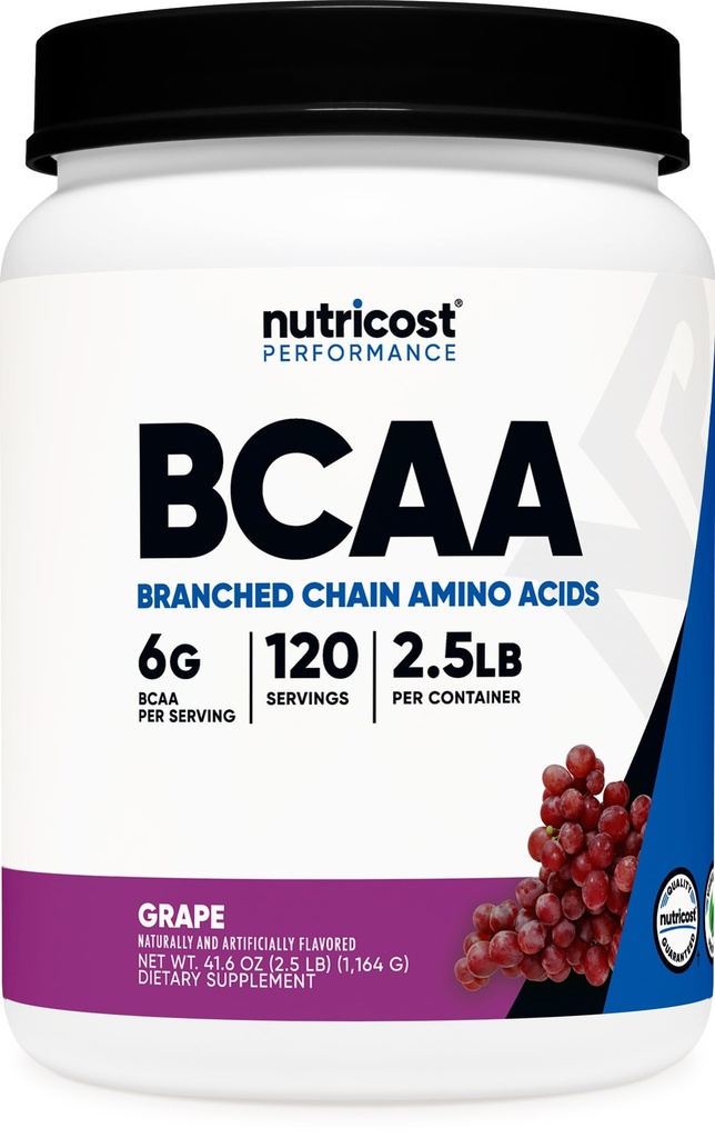 Nutricost BCAA Powder (Grape, 120 Servings) - Glutenvrij, Non-GMO, Vegetarisch, Optimaal 2:1:1 Ratio