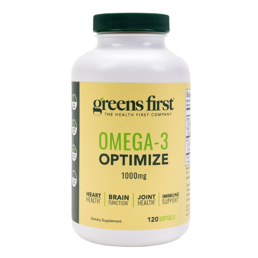 Greens First Omega-3 Optimize Daily Supplement Ultra-Pure, Potent Marine Oil - for Heart, Brain & Joint Health - High EPA/DHA - Immune Support - 850mg (120 Softgels)