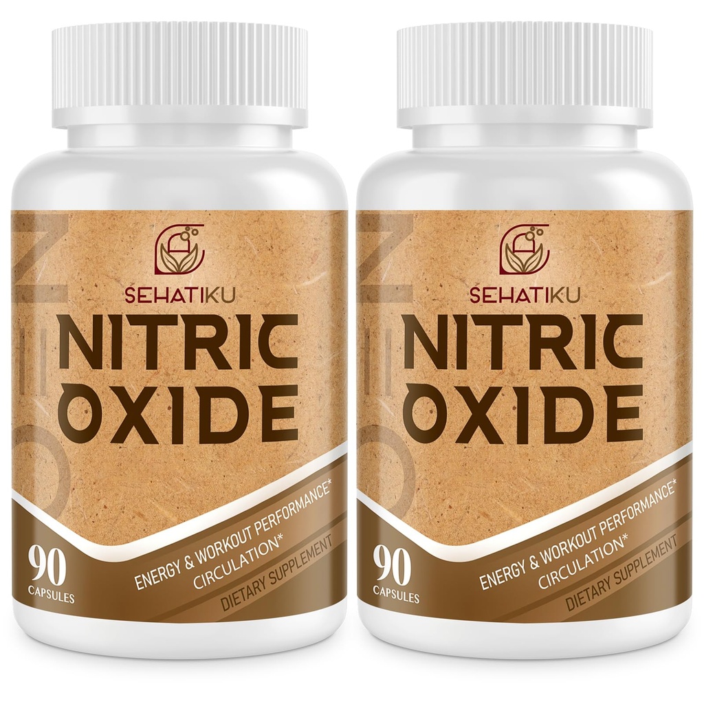 Supplément à l'oxyde nitrique, booster à l'oxyde nitrique et mélange 6-en-1 de phytonutriments pour le cœur, le débit, l'immune - 90 capsules (2 flacon)
