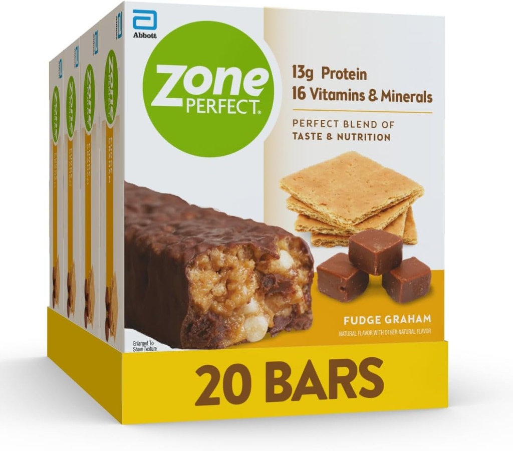 ZonePerfect Proteïne Bars, 13g Proteïne, 16 Vitaminen en Mineralen, Proteïne Snack, Fudge Graham, 20 Bars
