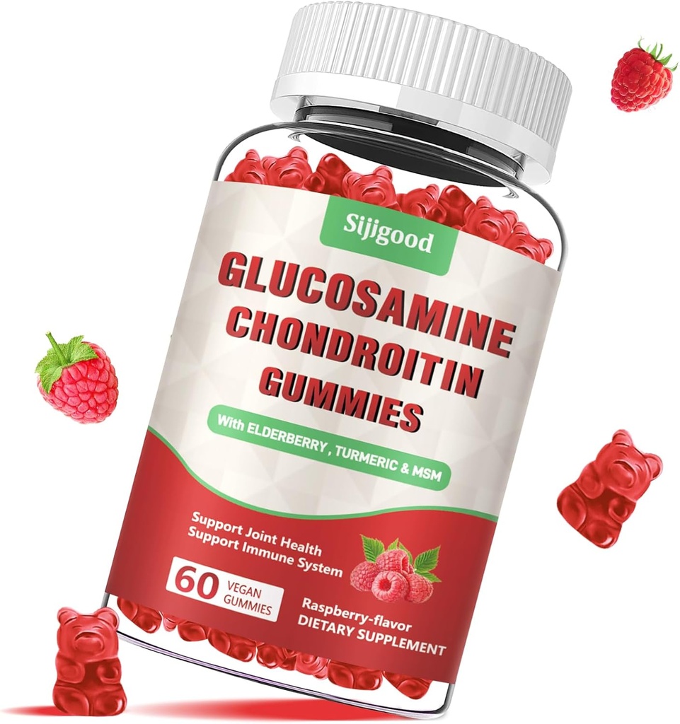 Verbeterde Glucosamine Chondroïtine Gummies met MSM voor volwassenen - extra sterke Joint Health & Flexibiliteit, Antioxidant & Immuun Support Supplement, 60 Tel.
